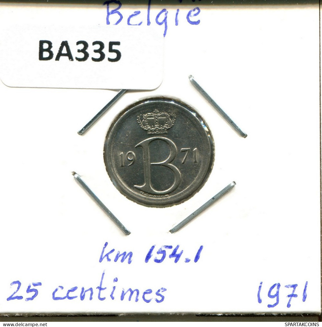 25 CENTIMES 1971 DUTCH Text BÉLGICA BELGIUM Moneda #BA335.E - 25 Cent