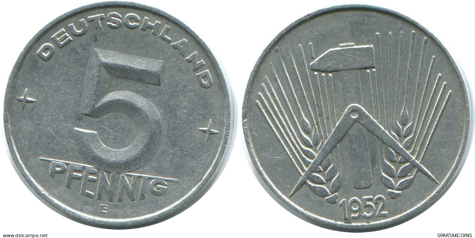 5 PFENNIG 1952 E DDR EAST ALEMANIA Moneda GERMANY #AE024.E - 5 Pfennig