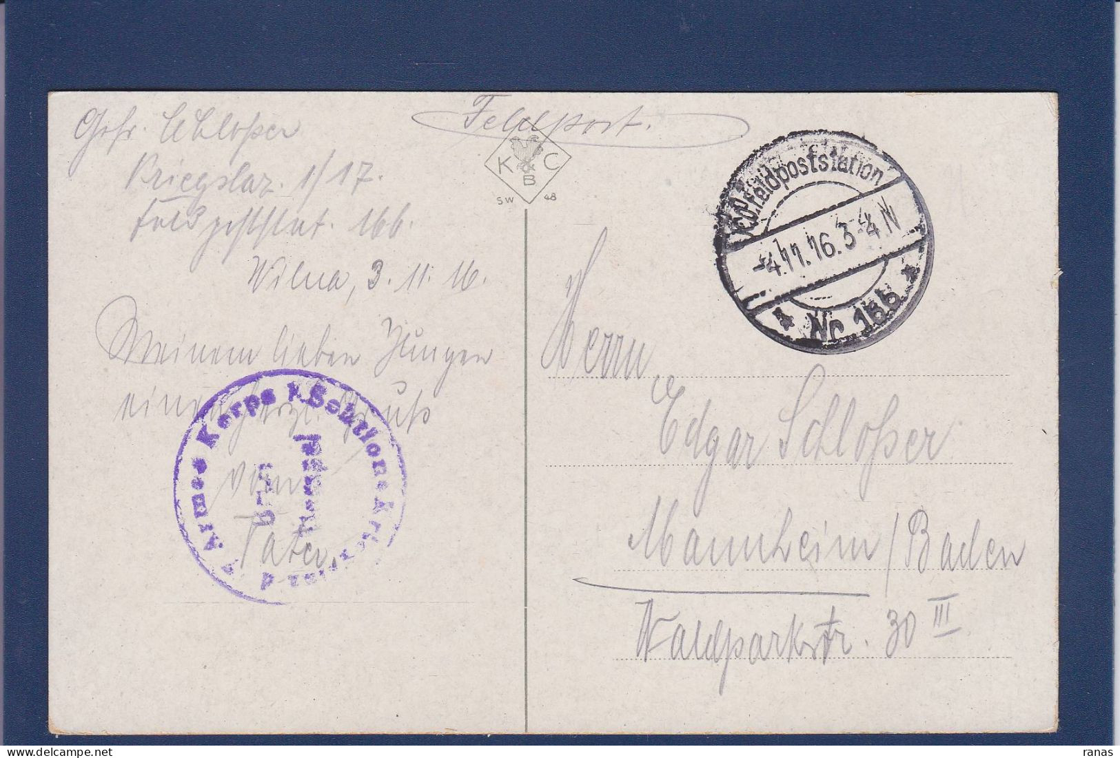 CPA Lituanie Vilnius Wilno Wilna Voir Dos Russie Type Russe Russia Russian Pologne Polen Cachet Militaire - Litauen