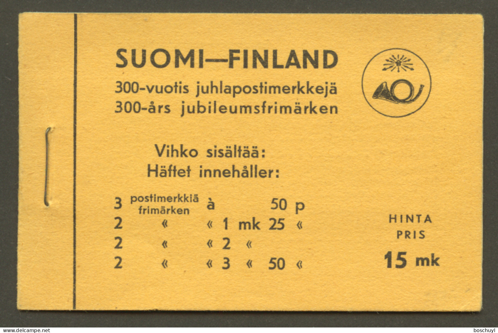 Finland, 1938, 300th Anniversary Of Finnish Post, Complete Booklet, MNH, Michel 213-218 - Booklets