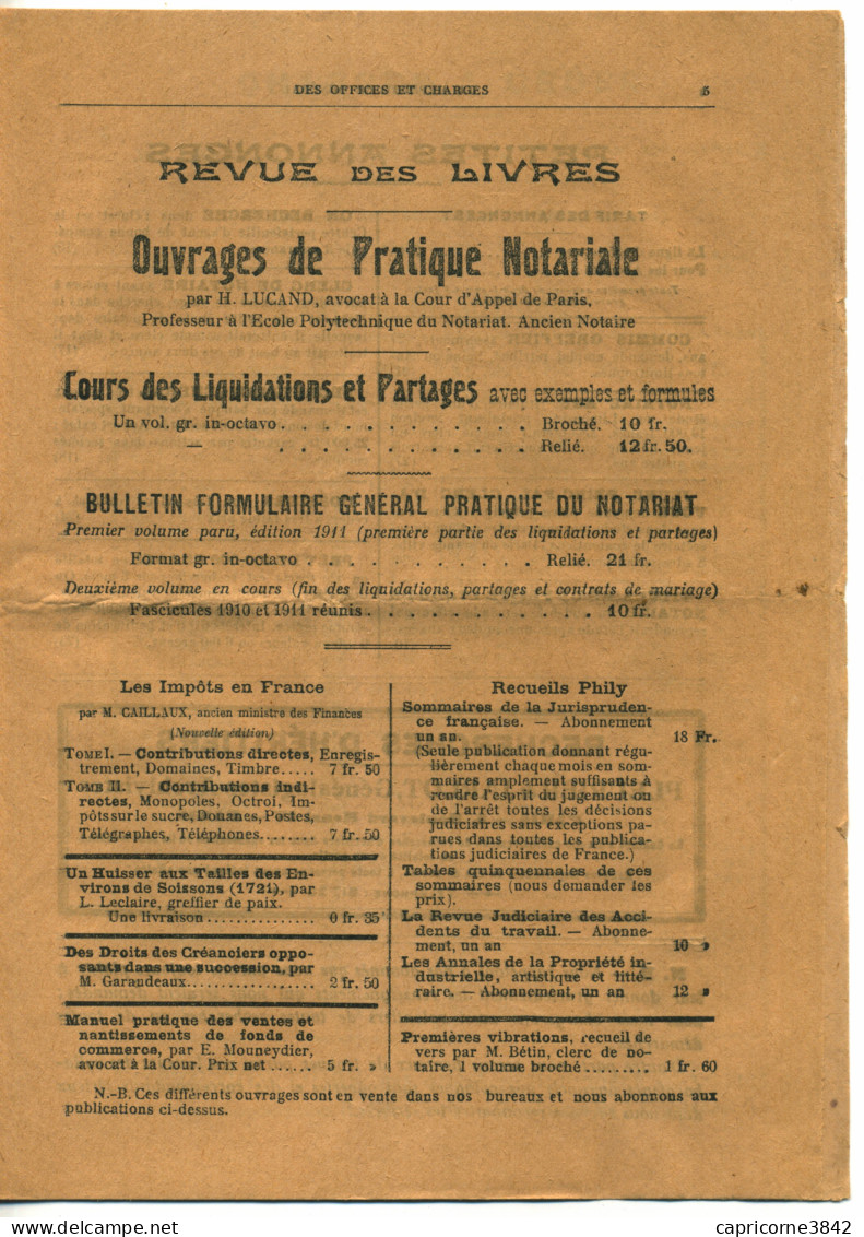 1911 - Le Répertoire Général Des Offices Et Charges - Organe Mensuel Des Officiers Ministériels Et Clercs - Decrees & Laws