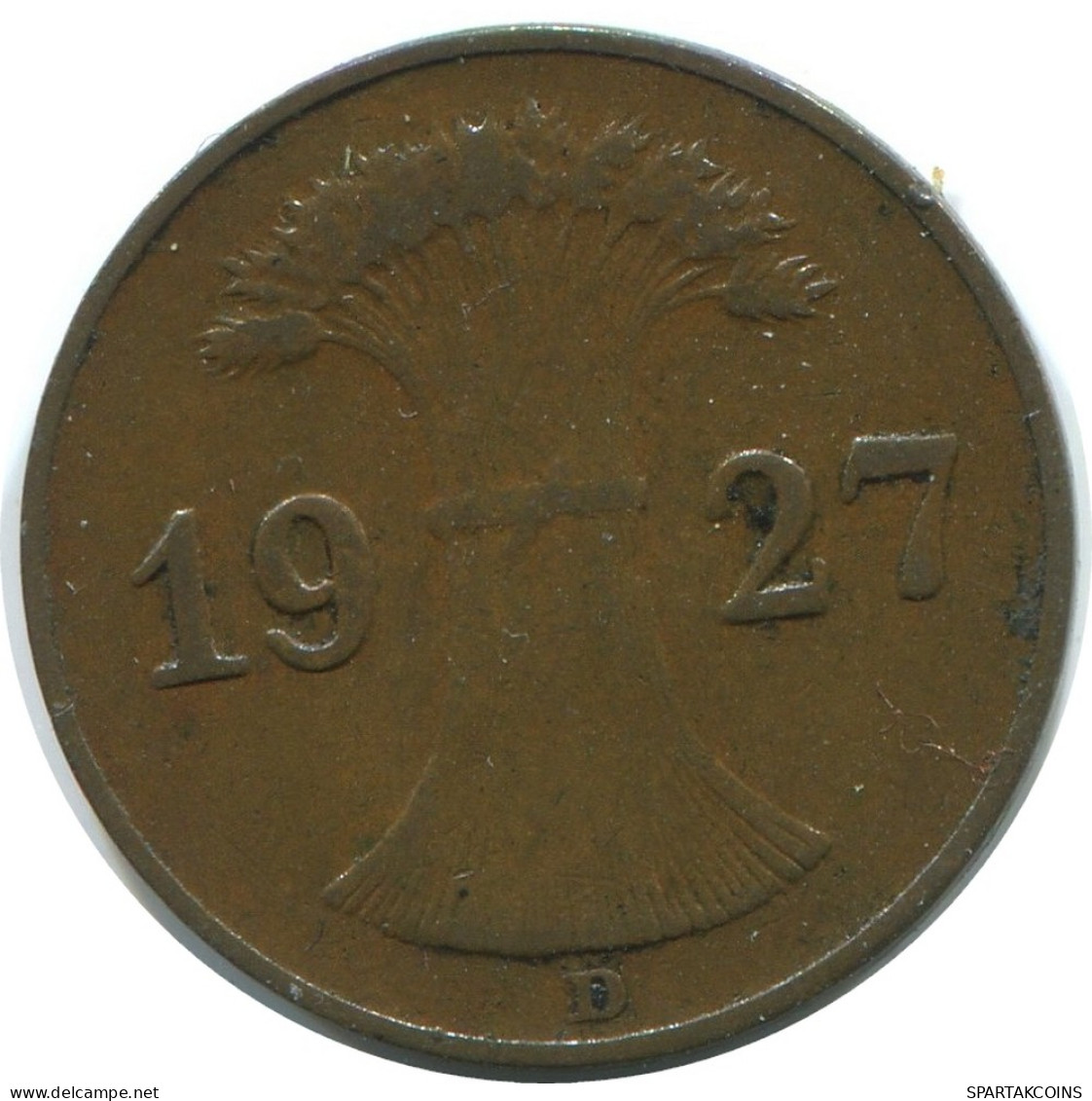 1 REICHSPFENNIG 1927 D GERMANY Coin #AE225.U - 1 Rentenpfennig & 1 Reichspfennig