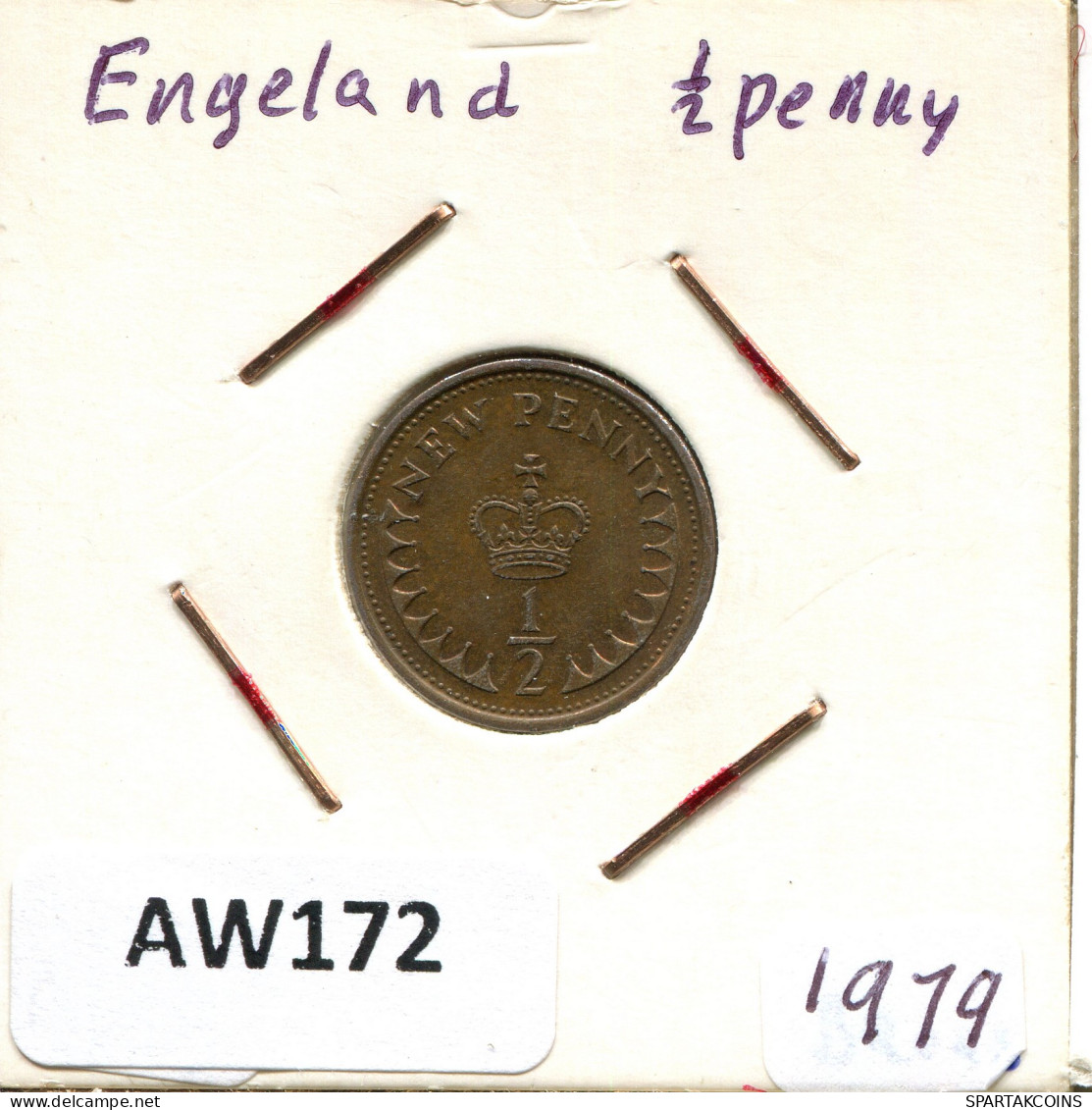 HALF PENNY 1979 UK GREAT BRITAIN Coin #AW172.U - 1/2 Penny & 1/2 New Penny