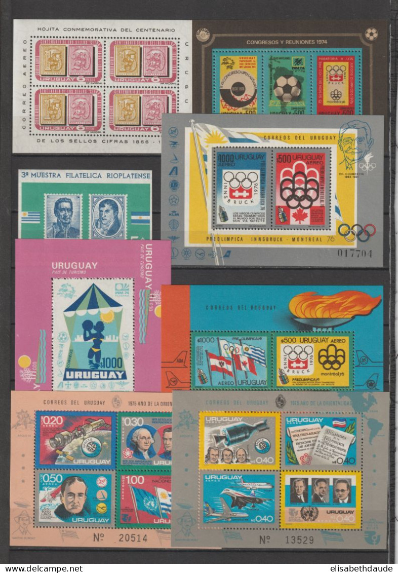 URUGUAY - 1967/1981 - 4 PAGES ! BLOCS (DONT RARES JEUX OLYMPIQUES) ** MNH - COTE MICHEL 2005 = 768++ EUR - Uruguay