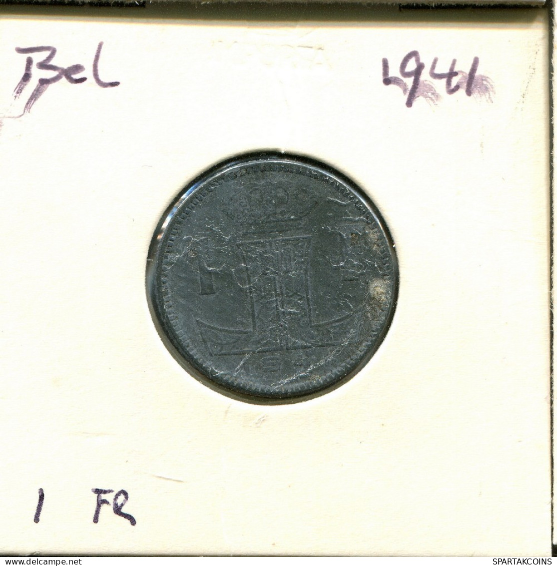 1 FRANC 1941 BELGIQUE-BELGIE BELGIUM Coin #AU614.U - 1 Frank