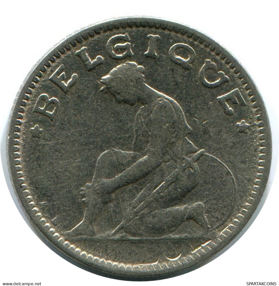 50 CENTIMES 1933 FRENCH Text BELGIUM Coin #AZ134.1.U - 50 Cents