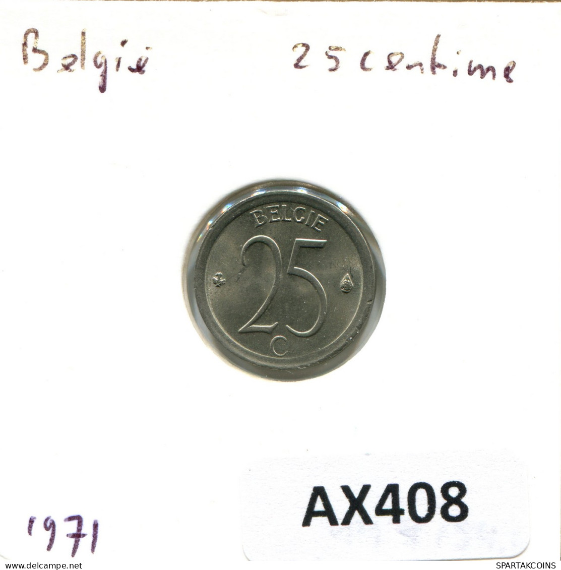 25 CENTIMES 1971 FRENCH Text BELGIUM Coin #AX408.U - 25 Cent