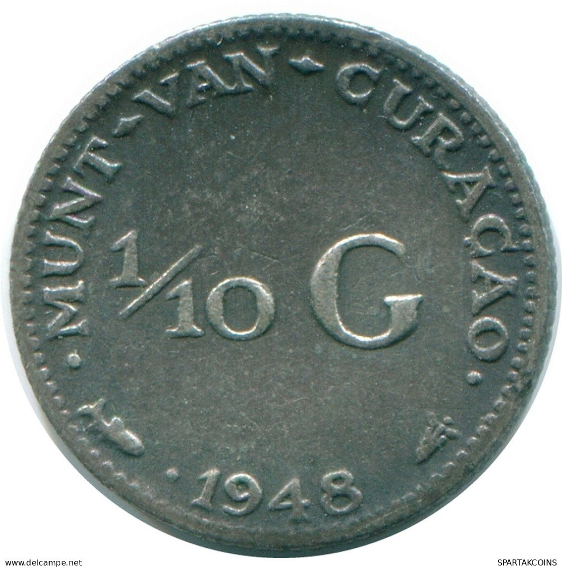 1/10 GULDEN 1948 CURACAO Netherlands SILVER Colonial Coin #NL11985.3.U - Curaçao