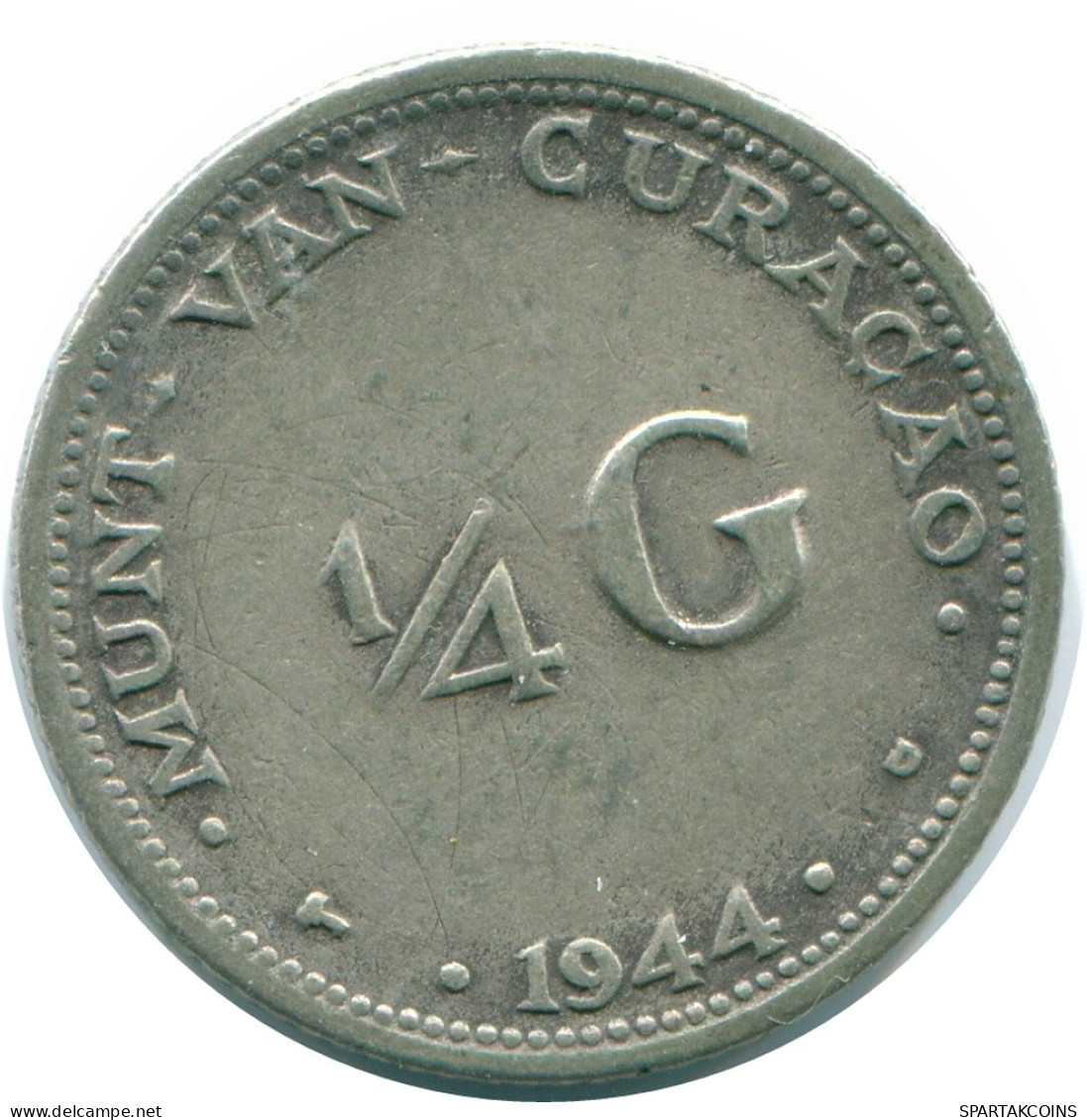 1/4 GULDEN 1944 CURACAO Netherlands SILVER Colonial Coin #NL10663.4.U - Curaçao