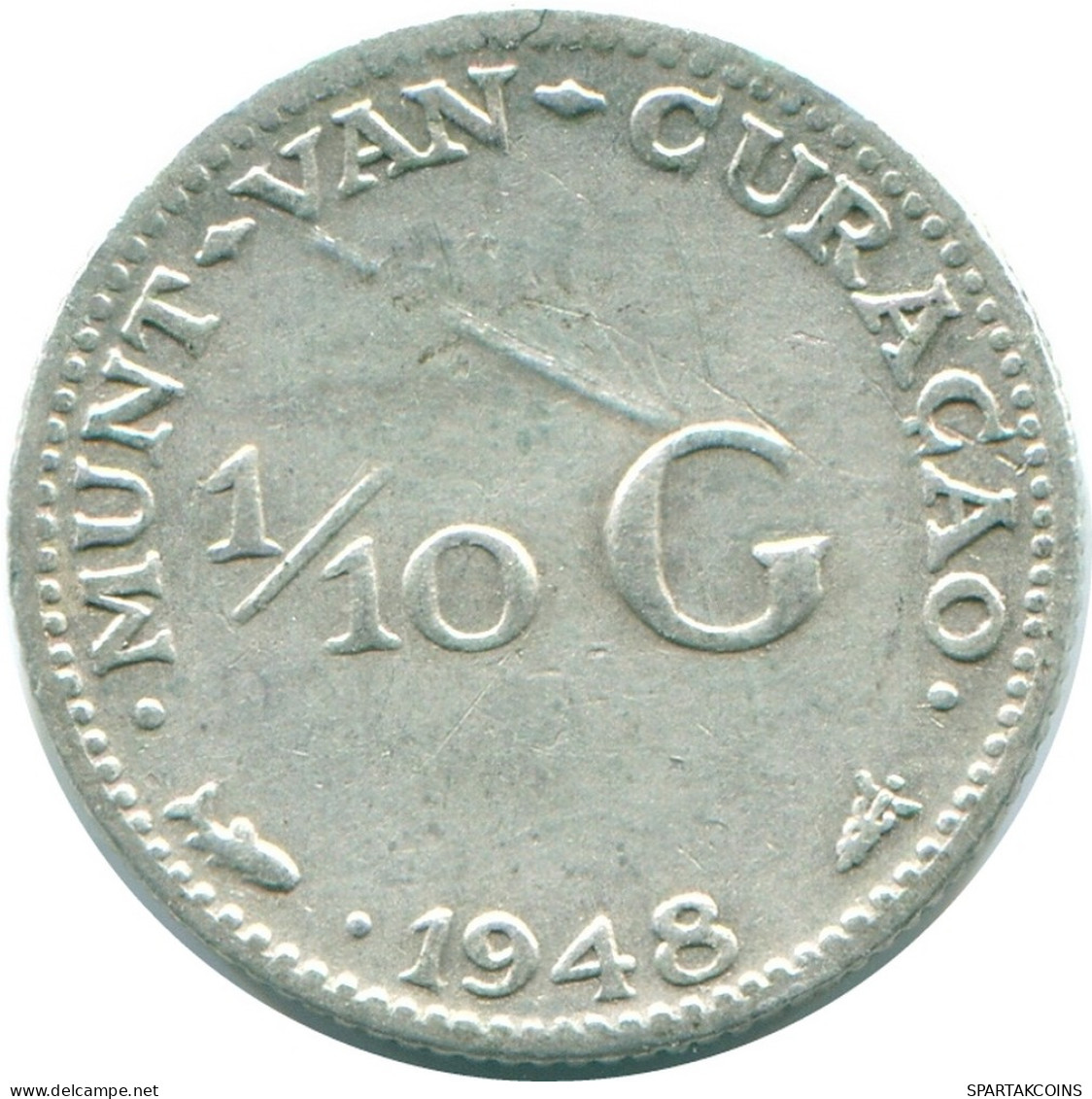 1/10 GULDEN 1948 CURACAO Netherlands SILVER Colonial Coin #NL11918.3.U - Curaçao