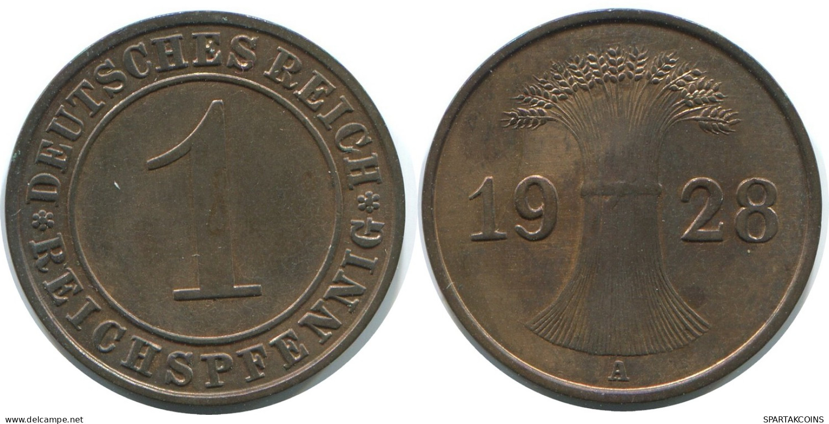 1 REICHSPFENNIG 1928 A GERMANY Coin #AE231.U - 1 Rentenpfennig & 1 Reichspfennig