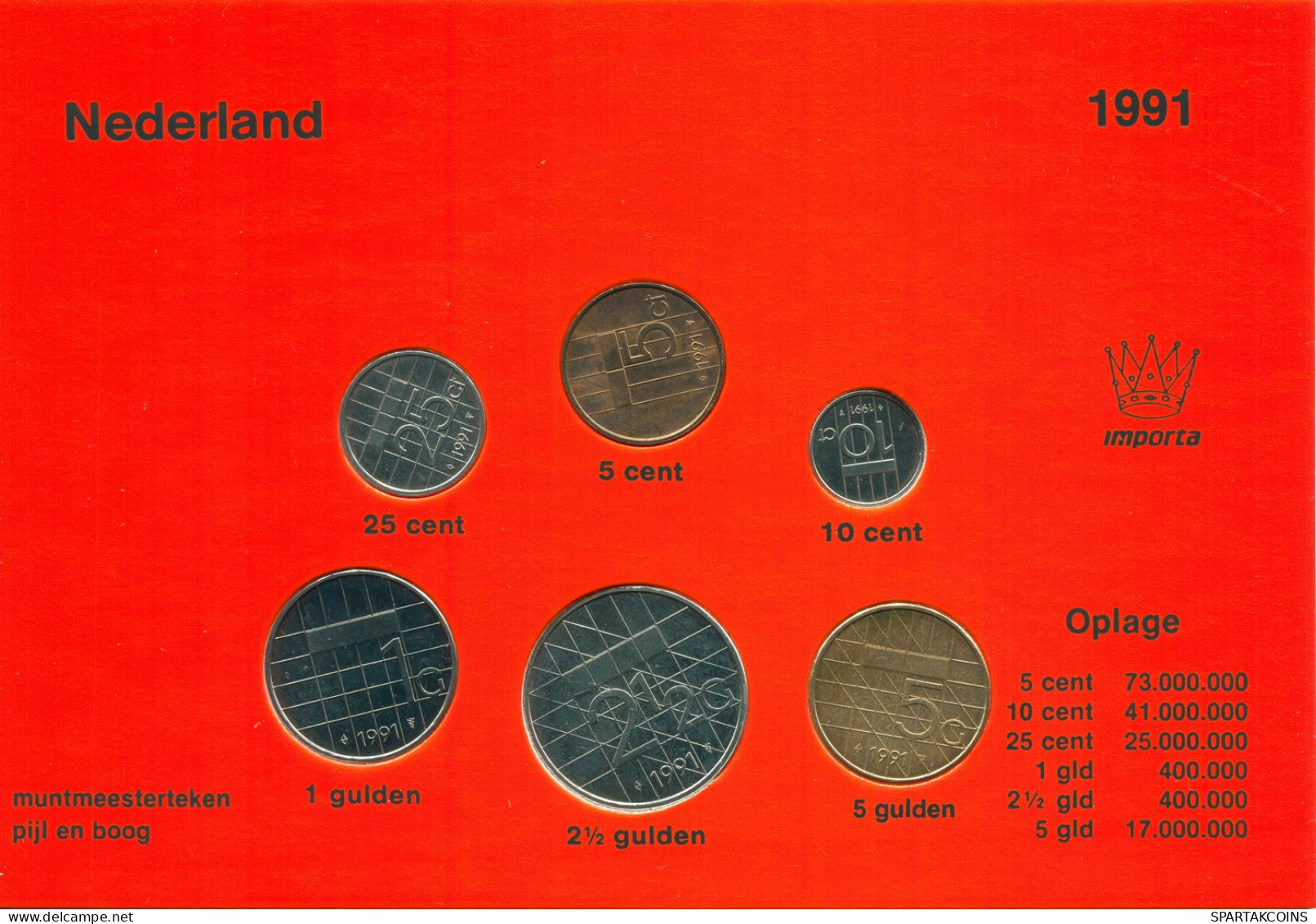 NETHERLANDS 1991 MINT SET 6 Coin #SET1028.7.U - Mint Sets & Proof Sets