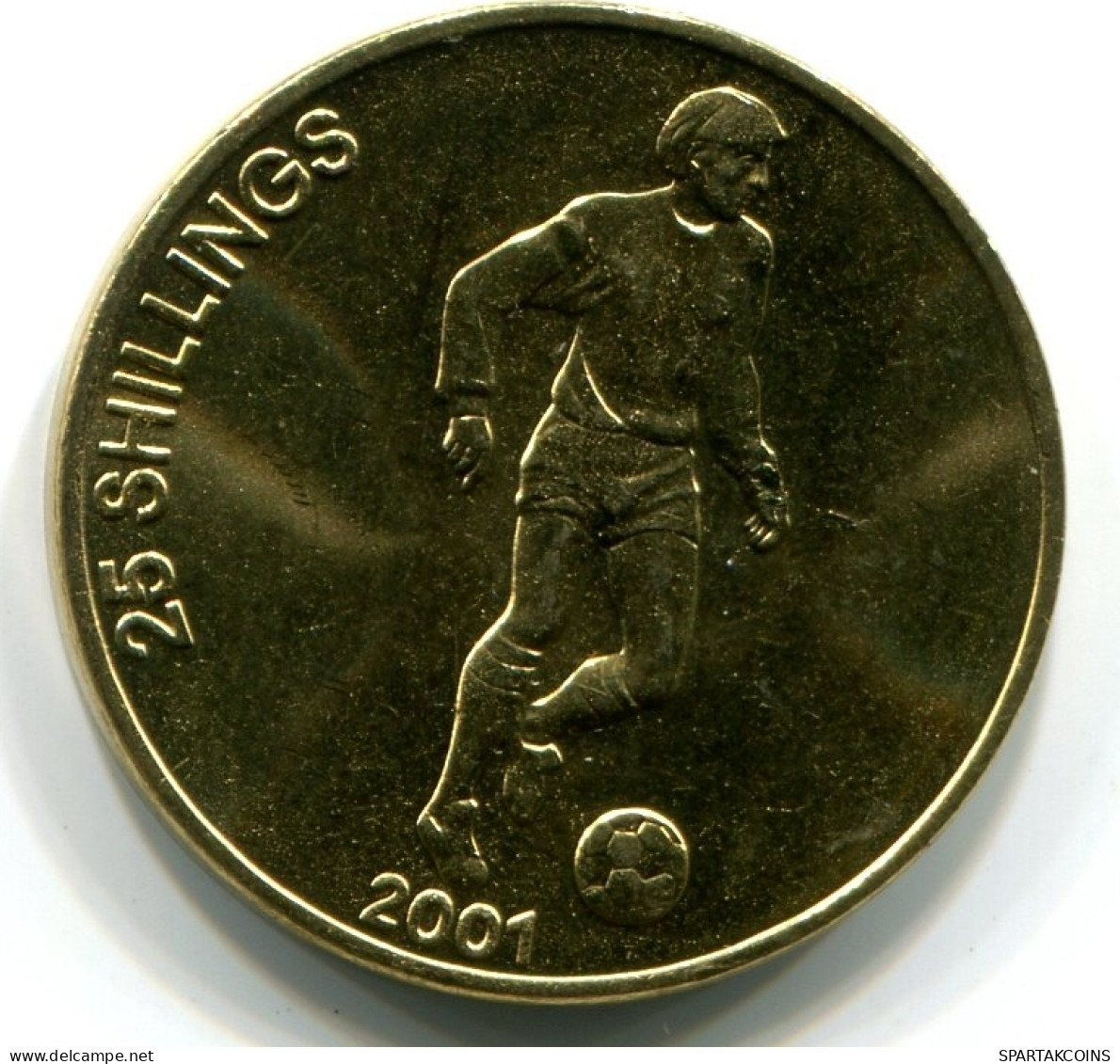 25 SHILLINGS 2001 SOMALIA UNC Soccer Player Coin #W11229.U - Somalie