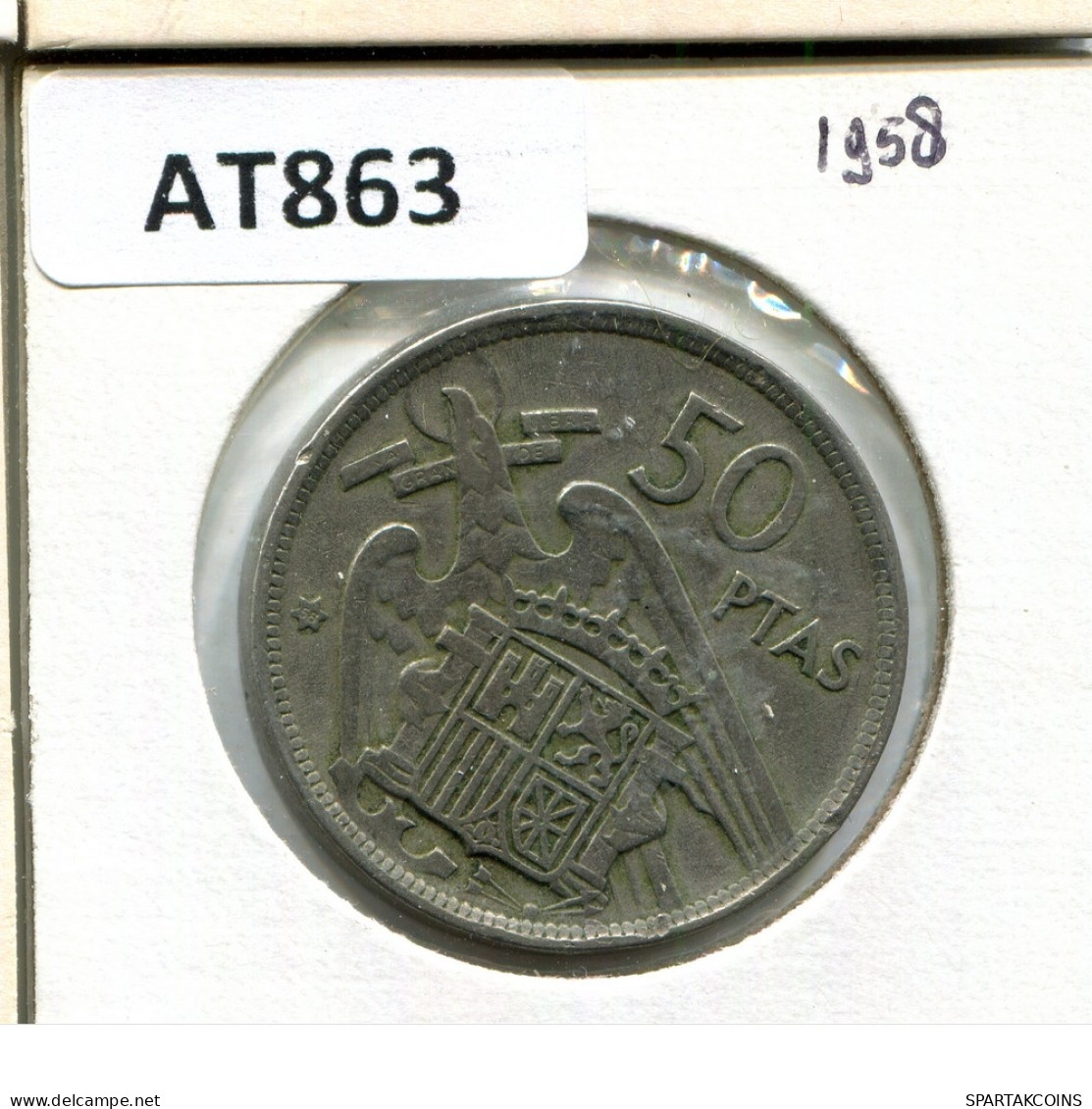 50 PESETAS 1958 SPAIN Coin #AT863.U - 50 Peseta