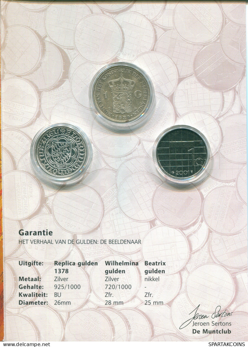 NIEDERLANDE NETHERLANDS 1 GULDEN 1378-2001 SET 3 Münze SILBER #SET1081.7.D - Mint Sets & Proof Sets