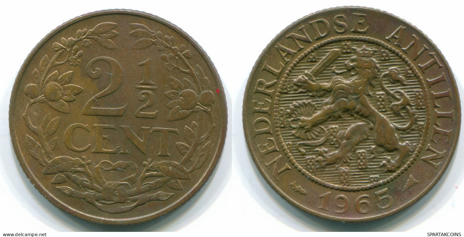 2 1/2 CENT 1965 CURACAO NIEDERLANDE Bronze Koloniale Münze #S10238.D - Curaçao