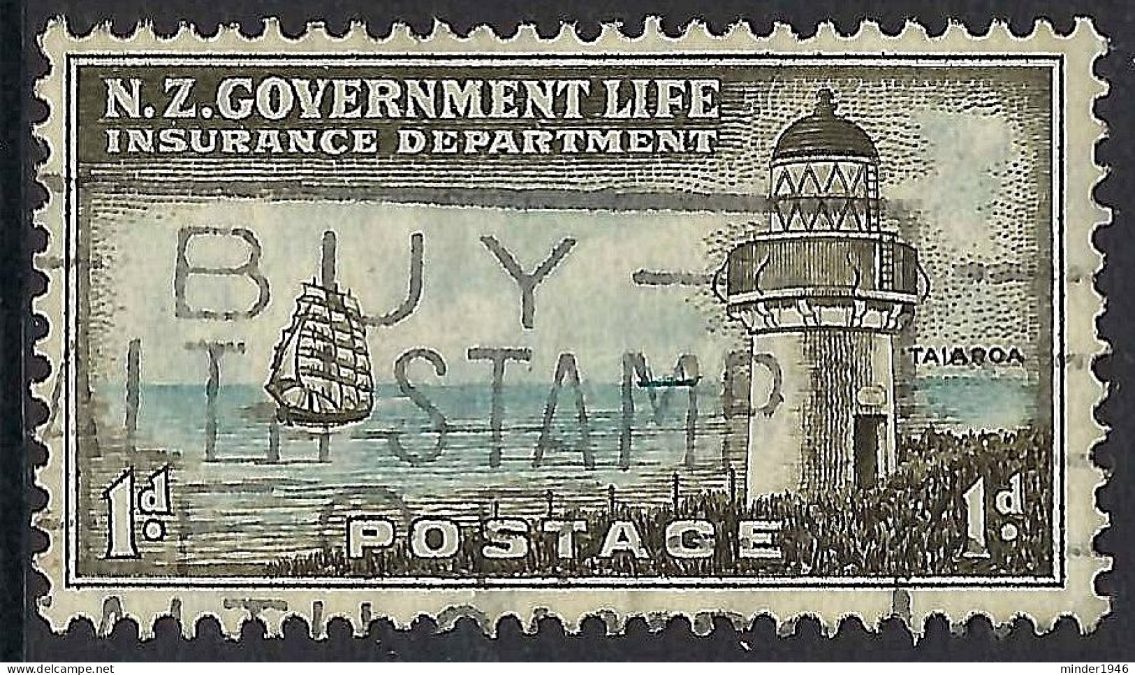 NEW ZEALAND 1947 1d Olive-Green & Pale-Blue Life Insurance SGL43 Used - Sonstige & Ohne Zuordnung