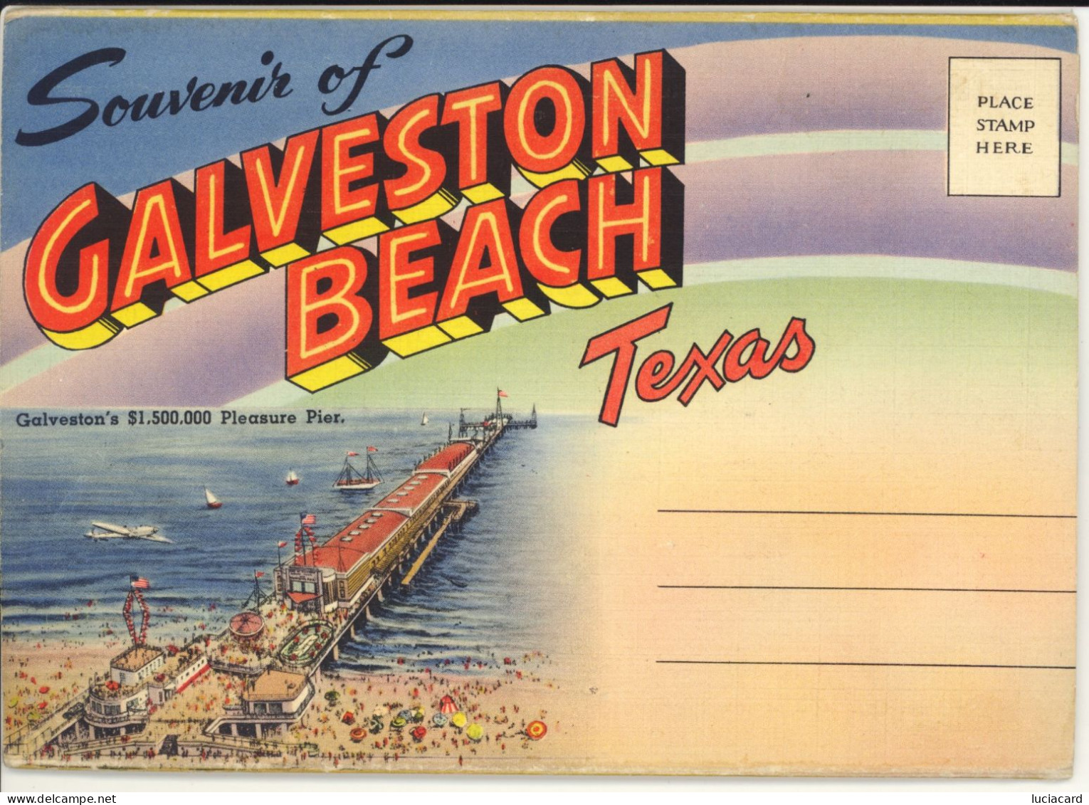 SOUVENIR OF GALVESTON BEACH  TEXAS  15 VIEWS - Galveston