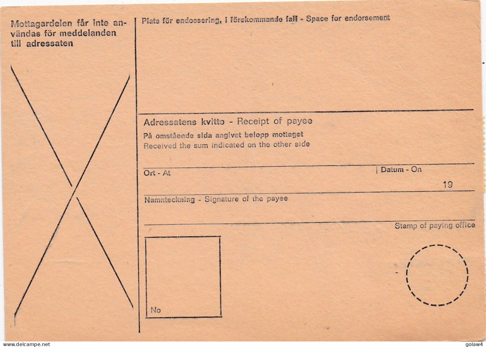 32219# SUEDE MONEY ORDER LISTPOSTANVISNING GÖTEBORG 1972 ENGLAND SWEDEN SVERIGE - Lettres & Documents