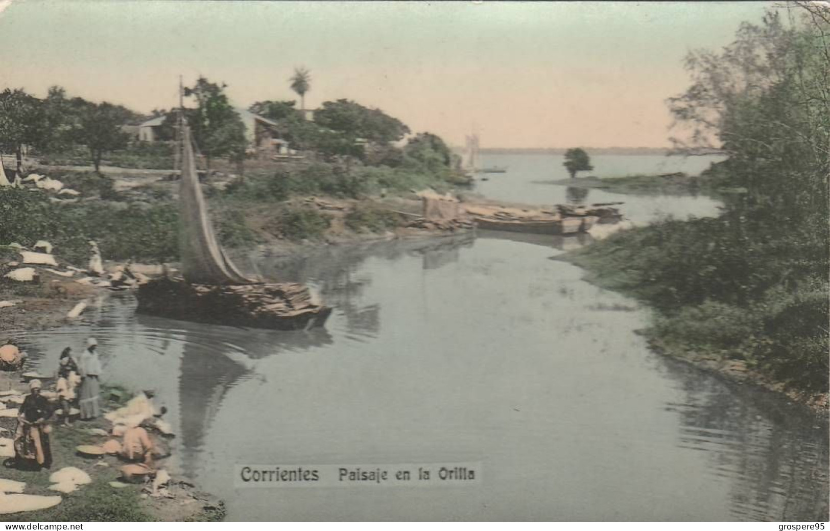 ARGENTINE CORRIENTES PAISAJE EN LA ORILLA LAVANDIERES - Argentine