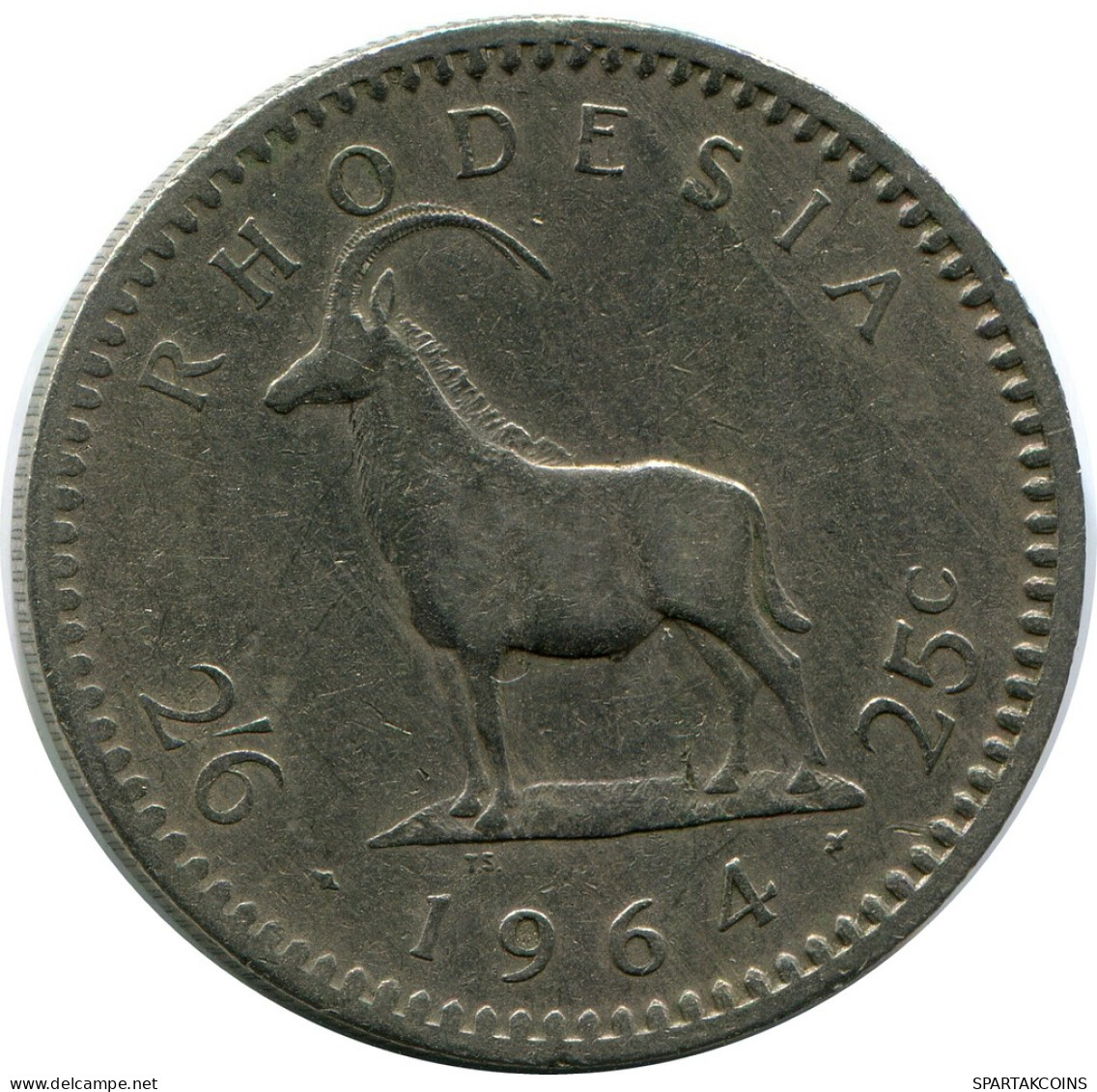 25 CENTS 1964 RODESIA RHODESIA Moneda #AP930.E - Rhodesia