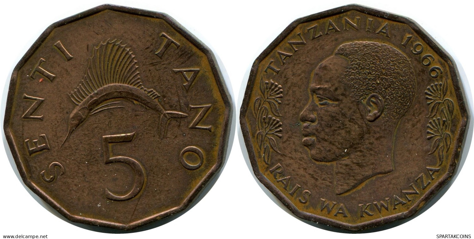 5 SENTI 1966 TANZANIA Moneda #AR205.E - Tansania