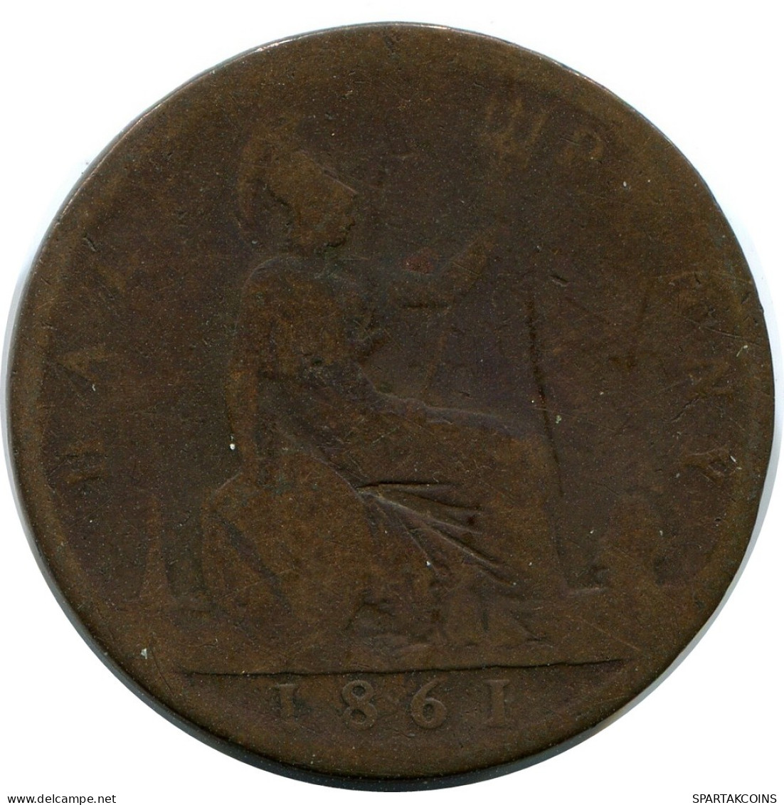 HALF PENNY 1861 UK GBAN BRETAÑA GREAT BRITAIN Moneda #AZ834.E - C. 1/2 Penny
