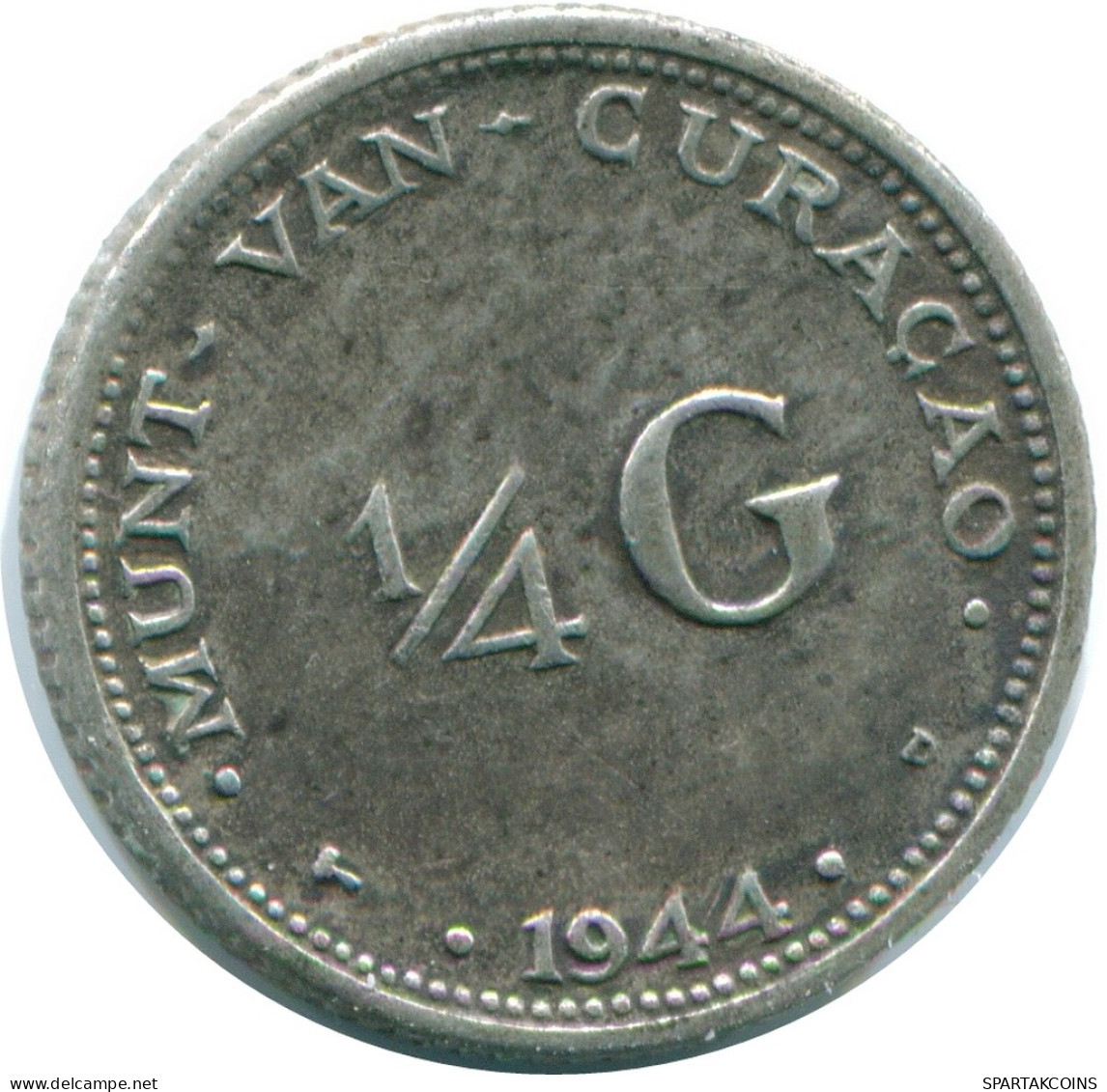 1/4 GULDEN 1944 CURACAO Netherlands SILVER Colonial Coin #NL10646.4.U - Curaçao