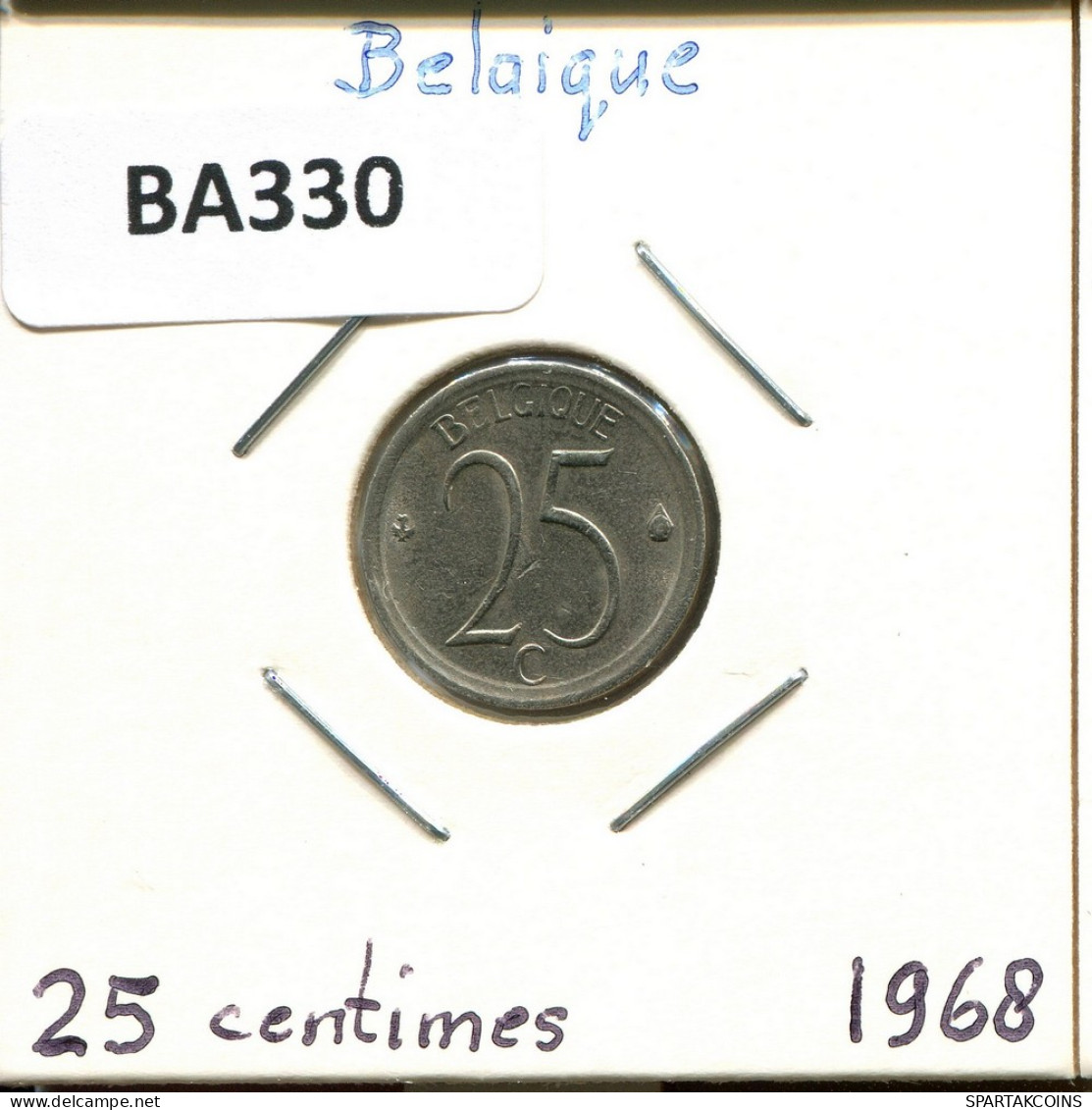 25 CENTIMES 1968 FRENCH Text BELGIUM Coin #BA330.U - 25 Cent