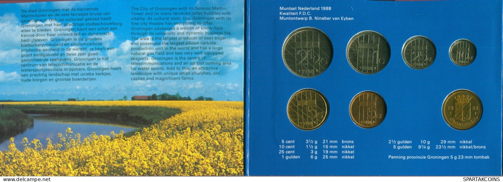 NÉERLANDAIS NETHERLANDS 1988 MINT SET 6 Pièce + MEDAL #SET1105.7.F - Mint Sets & Proof Sets