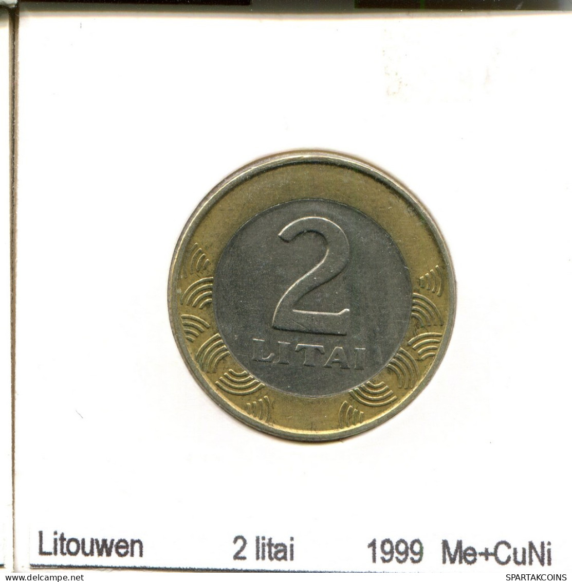 2 LITAI 1999 LITUANIE LITHUANIA BIMETALLIC Pièce #AS698.F - Lituania