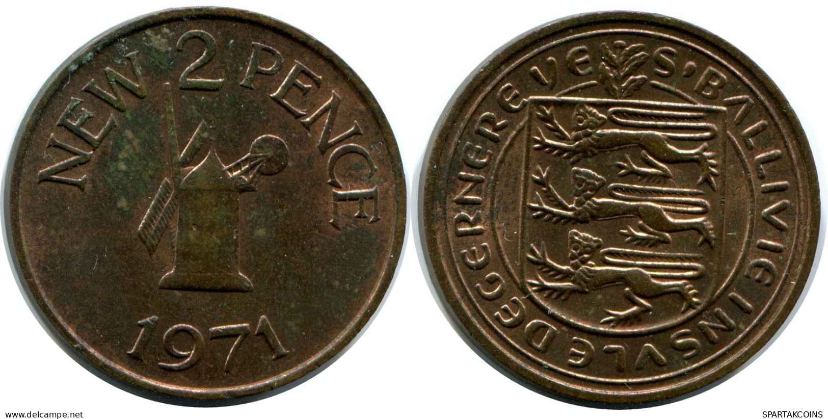 2 PENCE 1971 GUERNSEY Pièce #AX103.F - Guernesey
