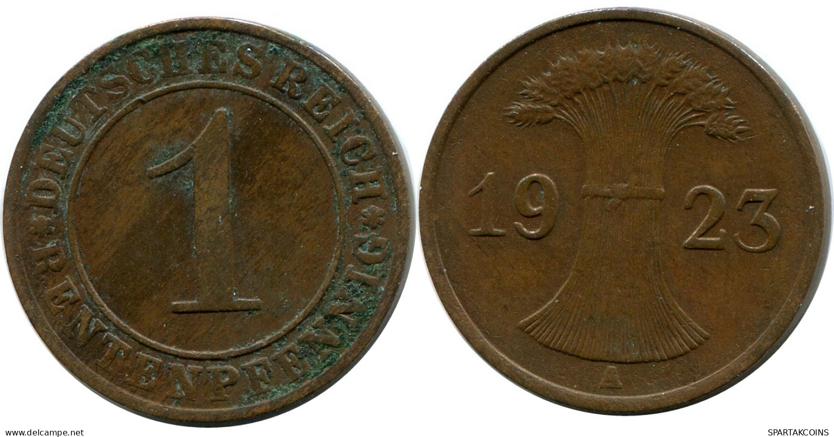 1 RENTENPFENNIG 1923 A ALLEMAGNE Pièce GERMANY #DB769.F - 1 Rentenpfennig & 1 Reichspfennig