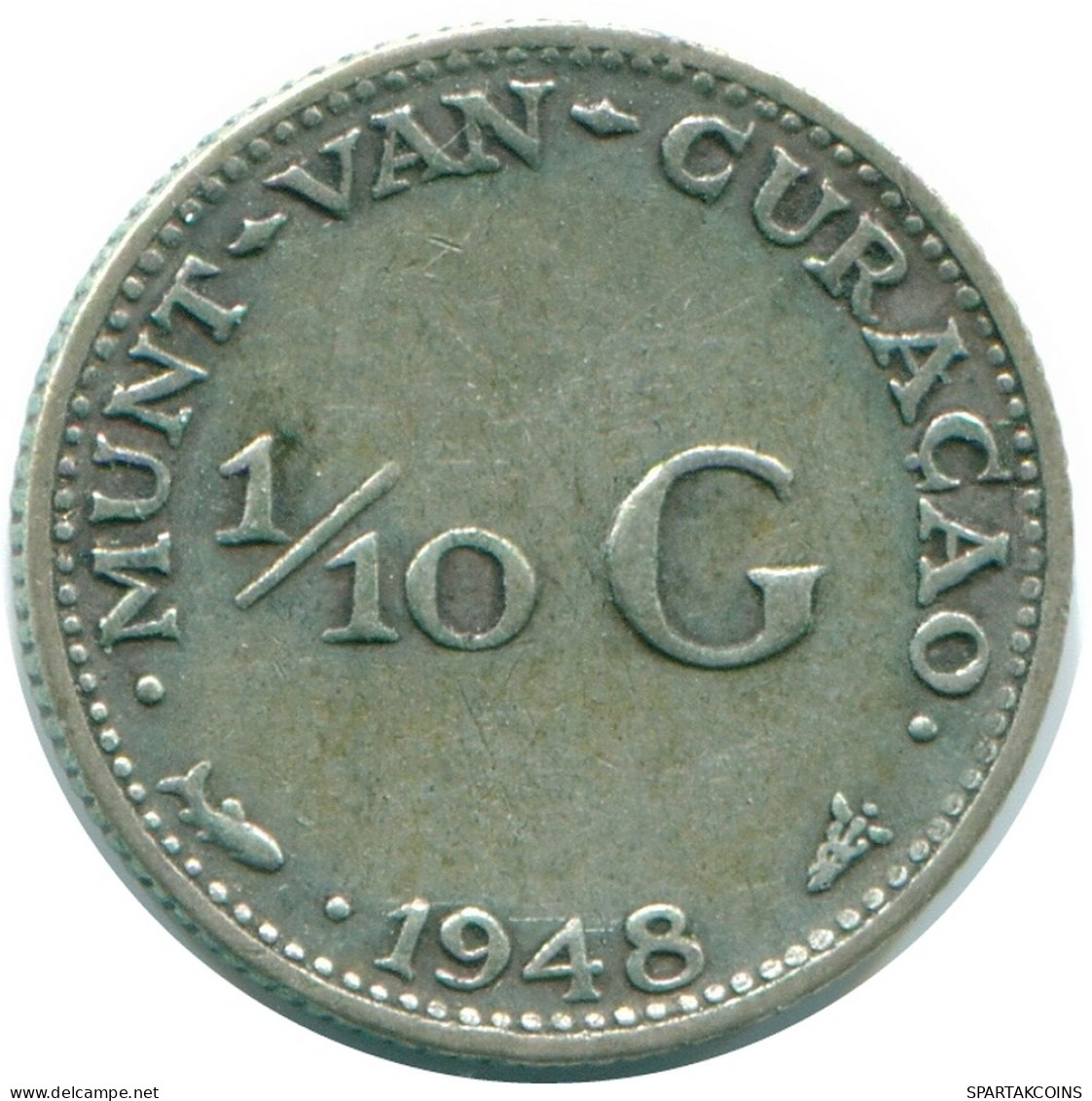 1/10 GULDEN 1948 CURACAO NÉERLANDAIS NETHERLANDS ARGENT Colonial Pièce #NL11944.3.F - Curaçao