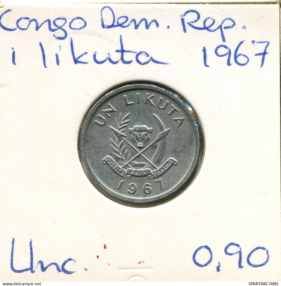 1 LIKUTA 1967 CONGO Pièce #AR429.F - Congo (Rép. Démocratique, 1964-70)