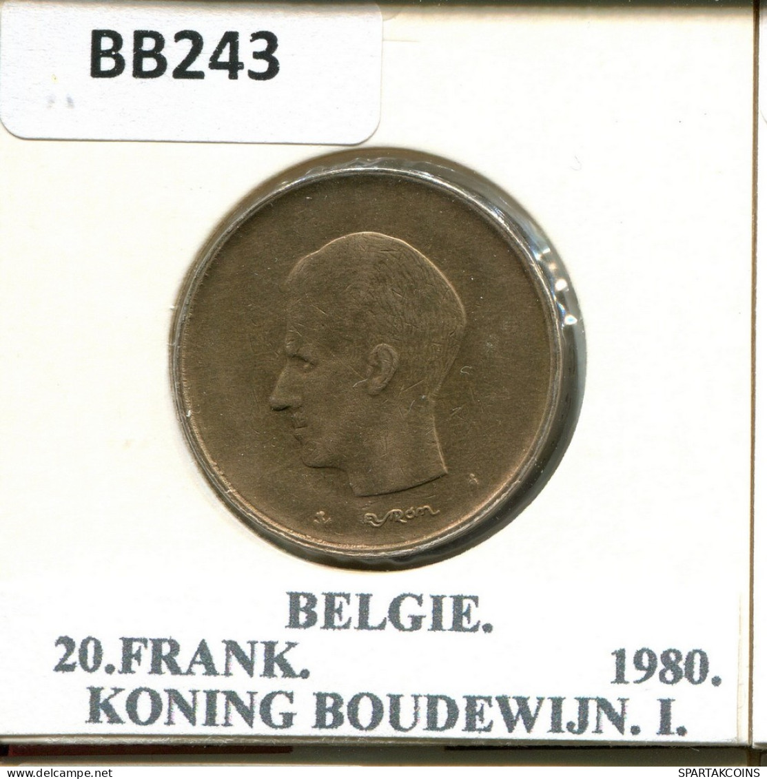 20 FRANCS 1980 DUTCH Text BELGIQUE BELGIUM Pièce #BB243.F - 20 Frank