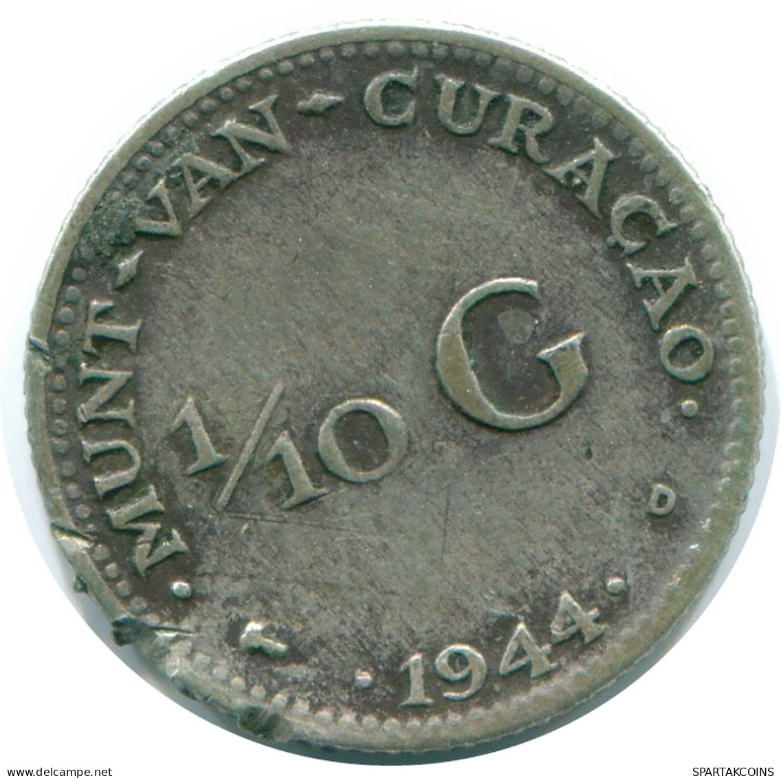 1/10 GULDEN 1944 CURACAO NIEDERLANDE SILBER Koloniale Münze #NL11792.3.D - Curaçao