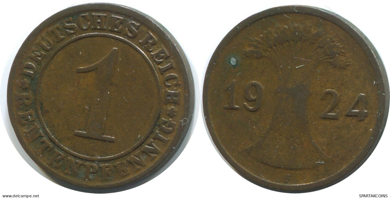 1 RENTENPFENNIG 1924 F DEUTSCHLAND Münze GERMANY #AE192.D - 1 Rentenpfennig & 1 Reichspfennig