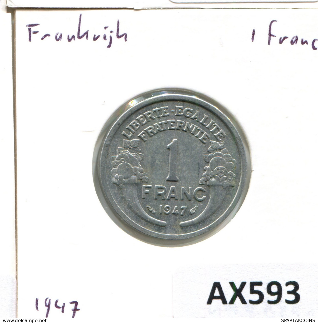 1 FRANC 1947 FRANKREICH FRANCE Französisch Münze #AX593.D - 1 Franc