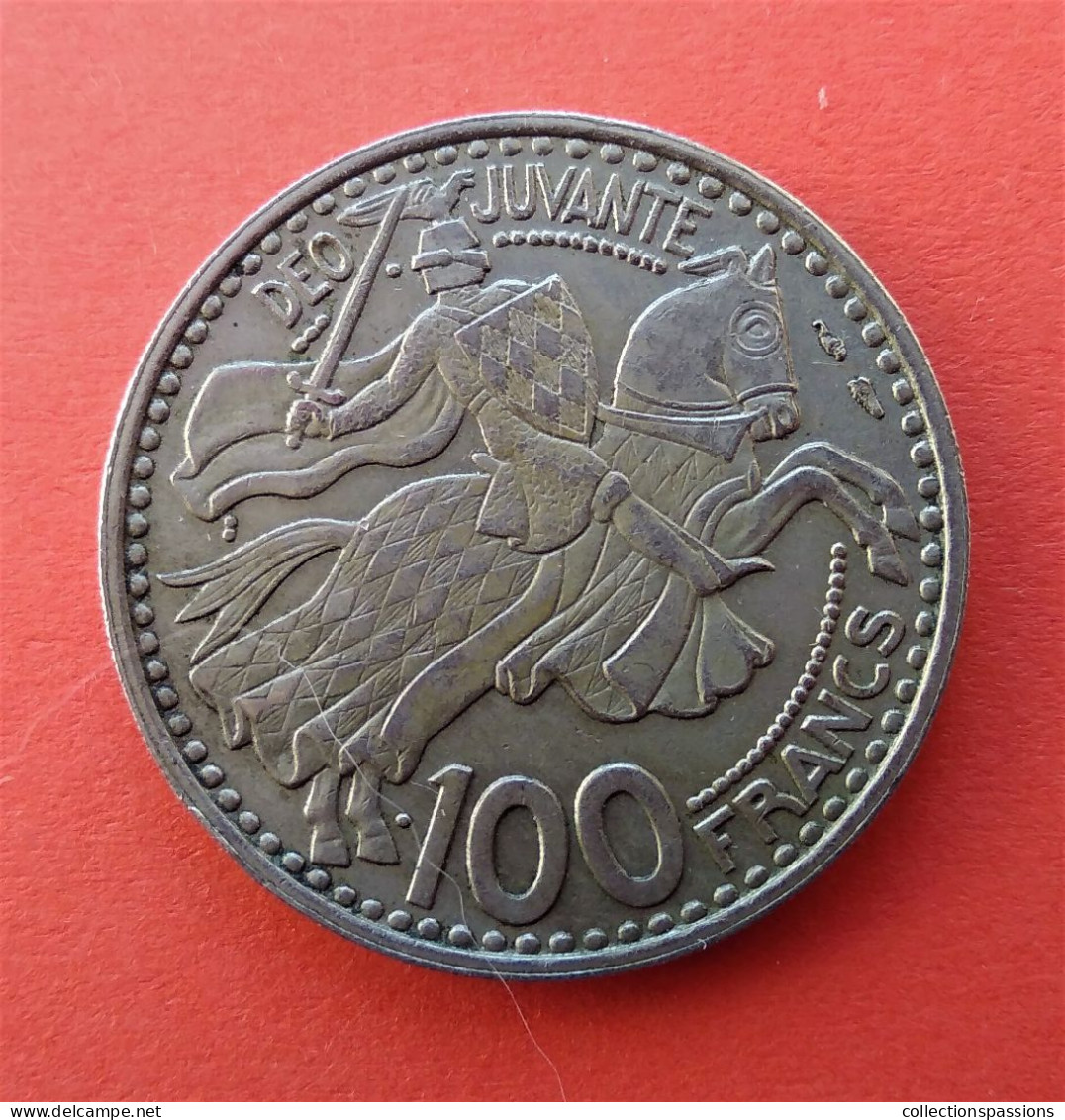 - MONACO - Rainier III Prince De Monaco - 100 Francs. 1950 - - 1949-1956 Francos Antiguos