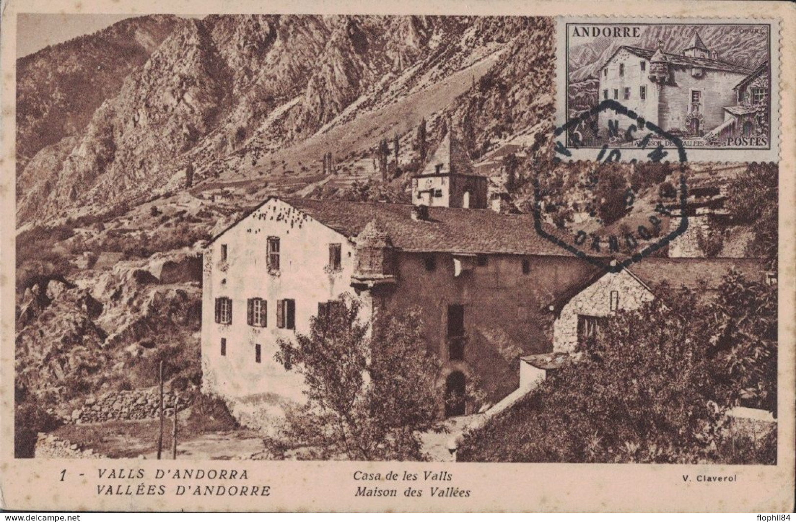 ANDORRE - CARTE MAXIMUM CASA DE LES VALLS - 1946. - Storia Postale