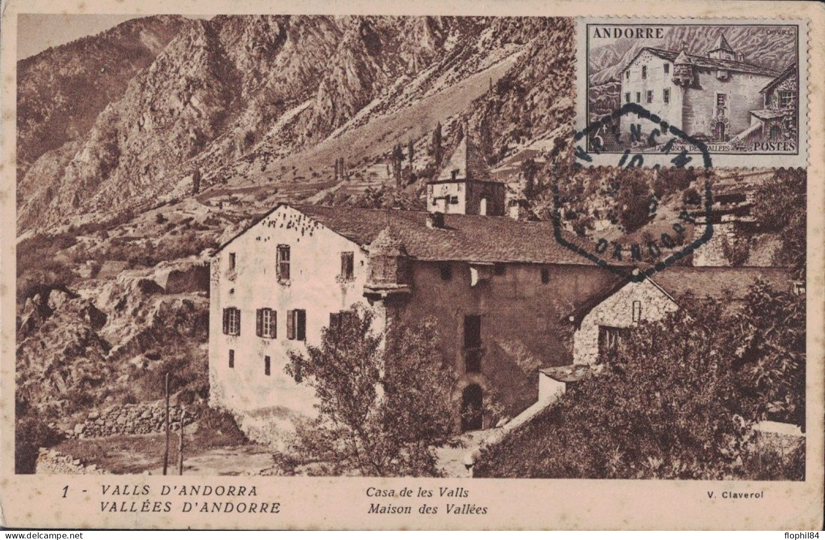 ANDORRE - CARTE MAXIMUM CASA DE LES VALLS - 1946. - Lettres & Documents