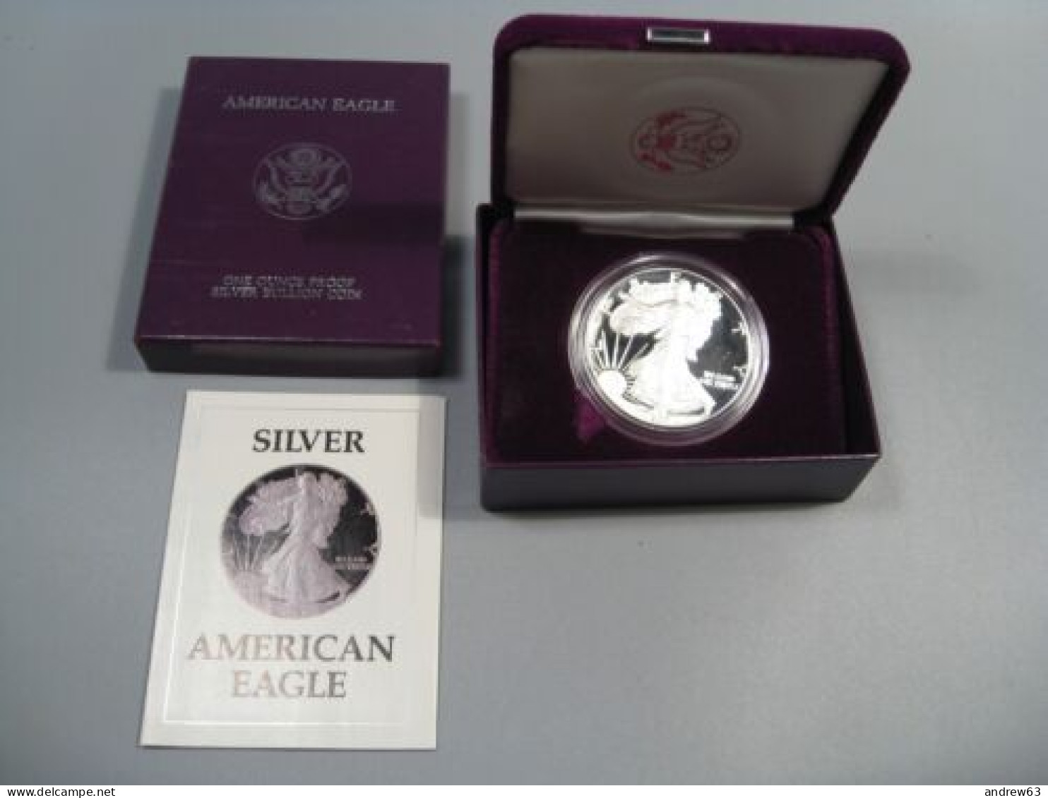 USA - 1993 P - American 1 Oz Silver Eagle Dollar PROOF US Mint With Box & COA - 1979-1999: Anthony