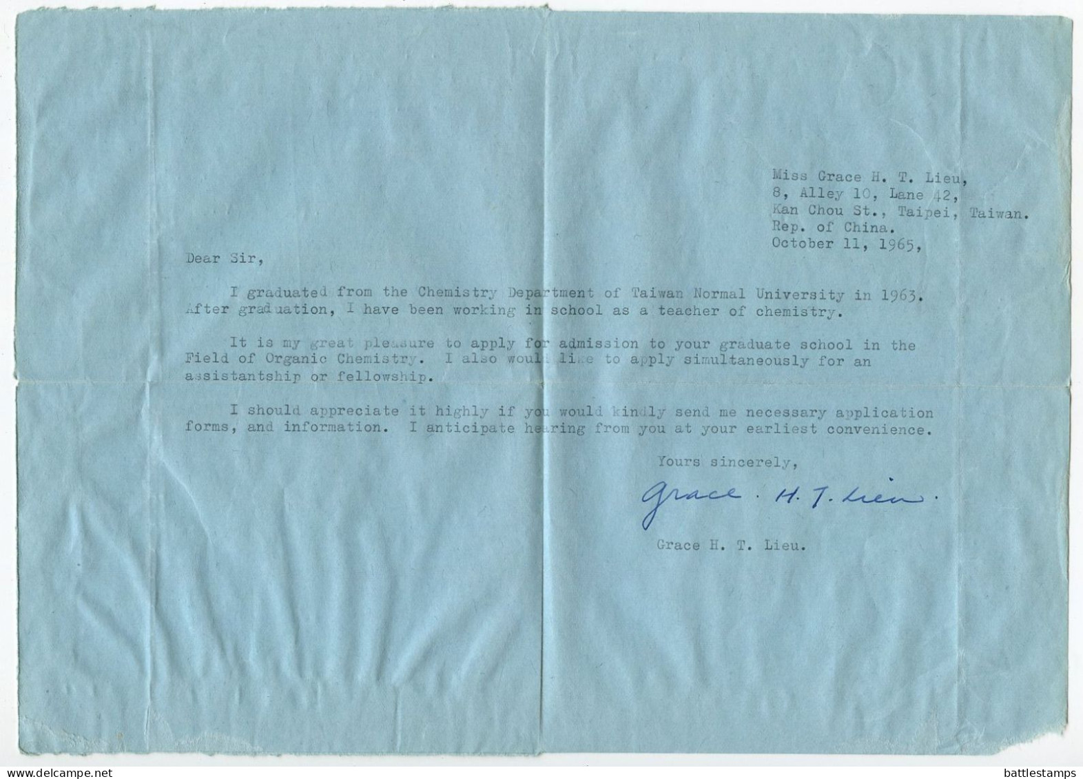 Taiwan, Republic Of China 1965 $6 Airplane Aerogramme / Air Letter; Taipei To Orono, Maine, United States - Postwaardestukken