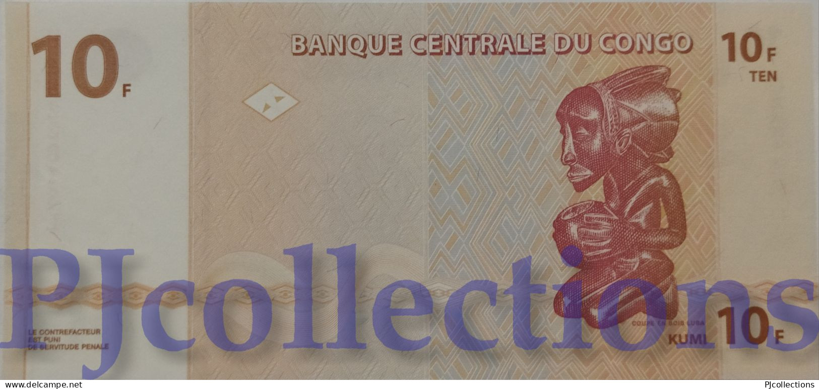 CONGO DEMOCRATIC REPUBLIC 10 FRANCS 2003 PICK 93a UNC - Democratische Republiek Congo & Zaire