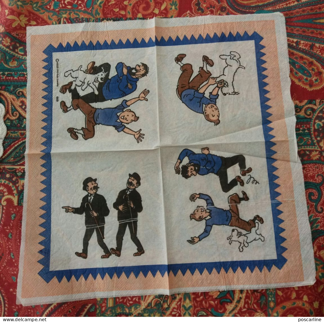 Serviette En Papier Tintin,Milou...3 Scans - El Arte De La Mesa