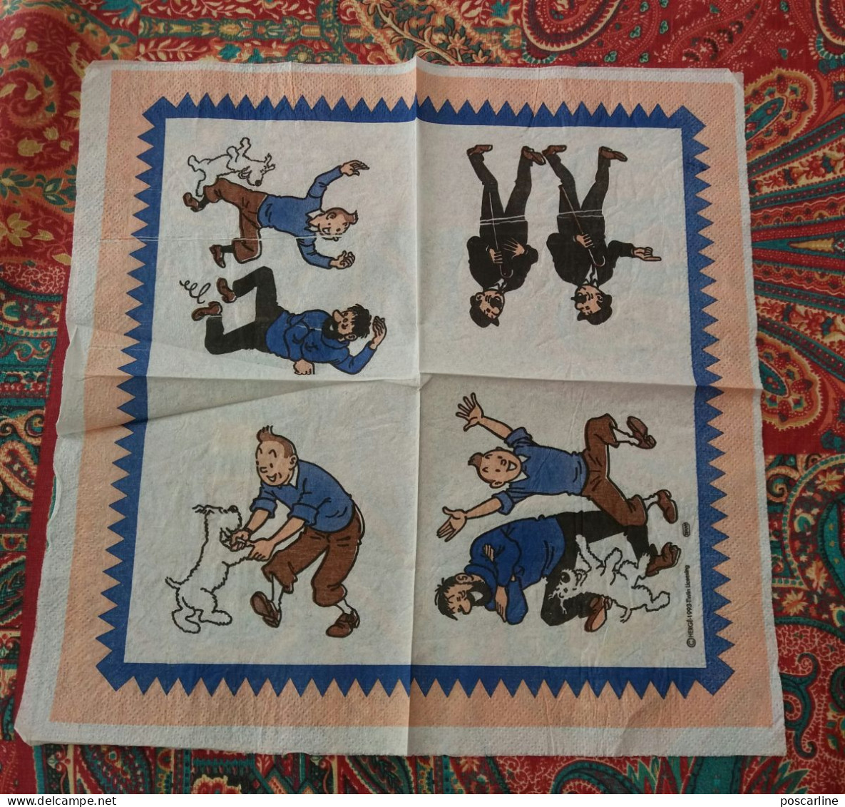 Serviette En Papier Tintin,Milou...3 Scans - El Arte De La Mesa