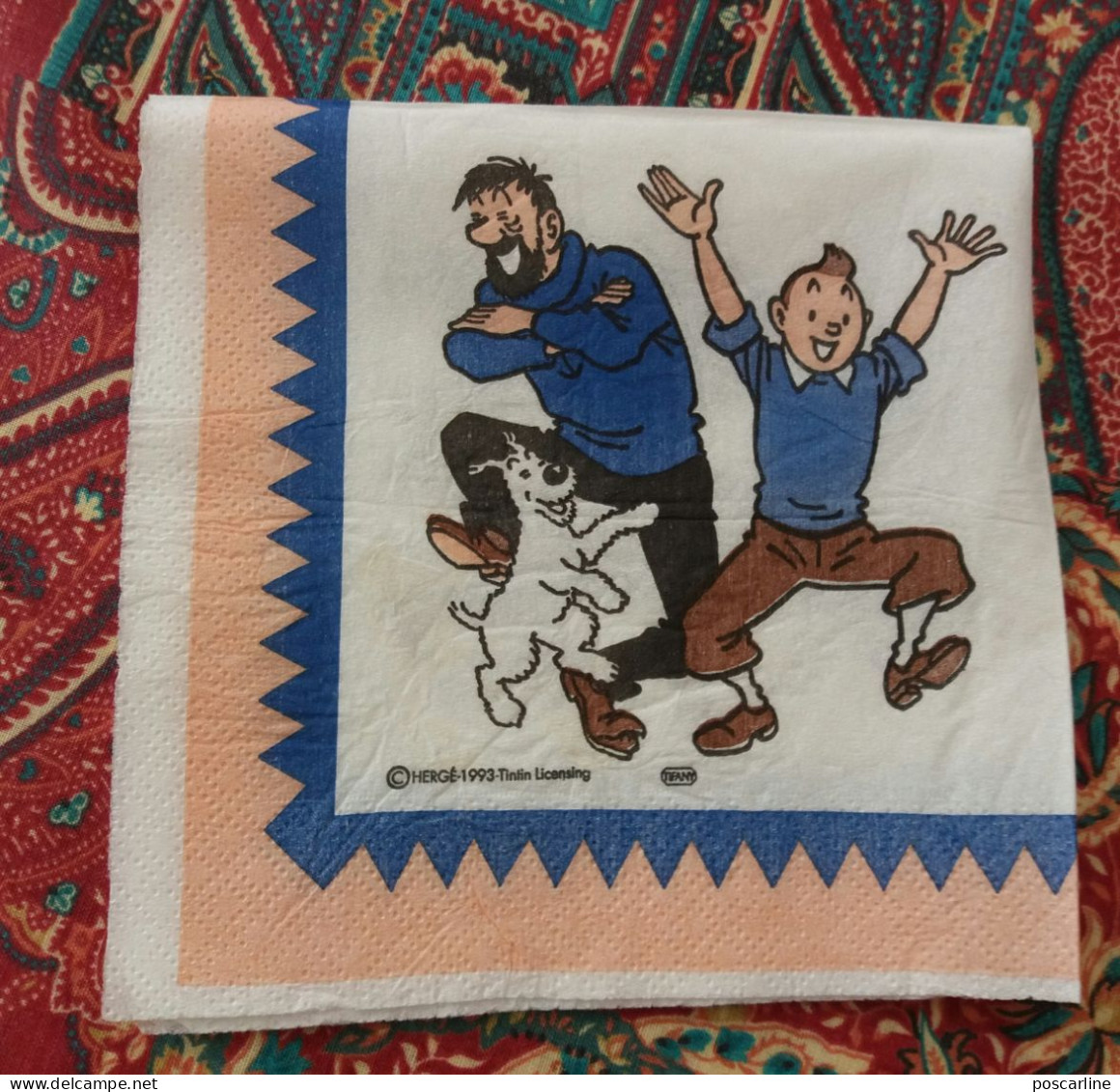 Serviette En Papier Tintin,Milou...3 Scans - El Arte De La Mesa