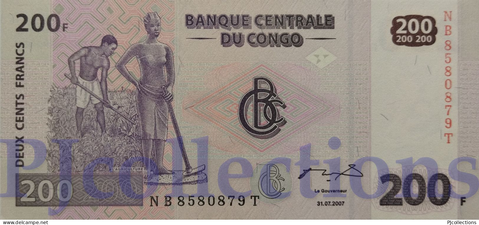 CONGO DEMOCRATIC REPUBLIC 200 FRANCS 2007 PICK 99A UNC - Democratische Republiek Congo & Zaire