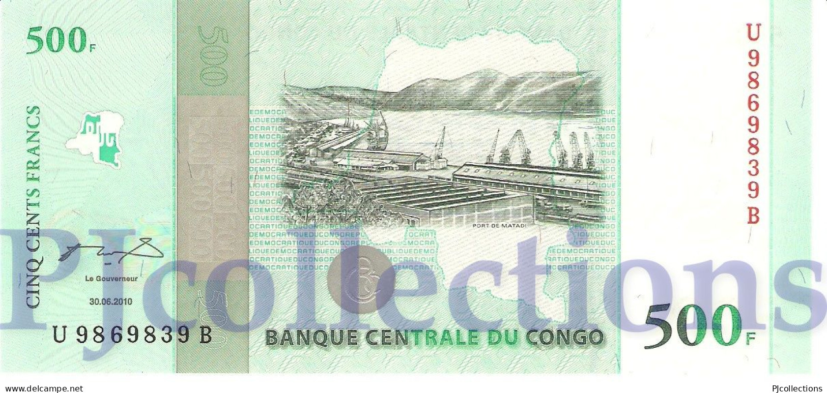 CONGO DEMOCRATIC REPUBLIC 500 FRANCS 2010 PICK 100a UNC - Democratic Republic Of The Congo & Zaire